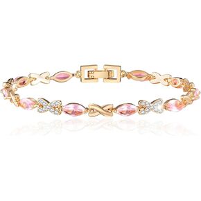 Richapex Diamond Tennis Bracelet for Women, Eternity Bracelet Blue Cubic Zirconia, Sapphire Bracelet, 18K Gold Plated Hypoallergenic Bracelets -7.48inch/190mm