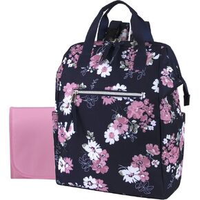 Wide Open Frame Diaper Bag Backpack and Nappy Travel Bag Tote with Changing Pad, Stroller Straps