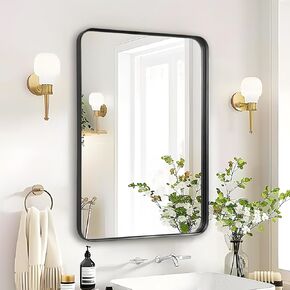 Bathroom Mirror Over Sink - 24x36 Inch Black Rectangle Framed Matte Mirror for Bathroom, Rectangular Alumium Frame Mirrors Wall Mounted for Restroom, Farmhouse, Entryway, Hallway