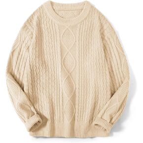 Zeagoo Cable Knit Sweater Women Crewneck Long Sleeve Sweater 2024 Fall Chunky Vintage Pullover Tops