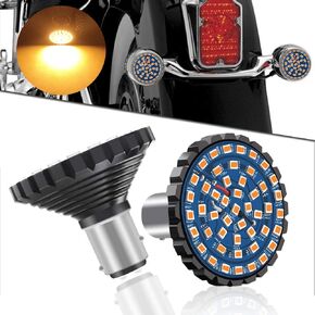 Teguangmei 1157 LED بدوره إشارة المصباح الكهربائي العنبر 48-SMD دراجة نارية الجبهة الخلفية بدوره إشارات تشغيل ضوء رصاصة نمط إدراج عدة متوافقة مع هارلي ديفيدسون الدراجات النارية الملحقات، حزمة من 2
