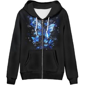 Thin Oversized Zip Up Hoodie with Pockets Women Lightweight Sweater Graphic Sweatshirts for Women Size XS-5XL