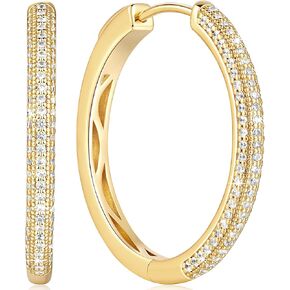 Gold Hoop Earrings 14K Gold Hoop Huggie Earrings Gold Cubic Zirconia Earrings For Women’s Hoop Earrings 14k Gold Earrings Womens Earrings
