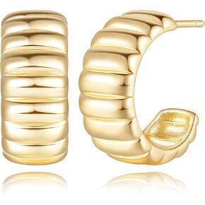 Gold Hoop Earrings 14K Gold Hoop Earrings for Women Small Half Hoop Earrings for Women Hypoallergenic Gold Earrings Unique Clever Half-Circle Design Womens Earrings