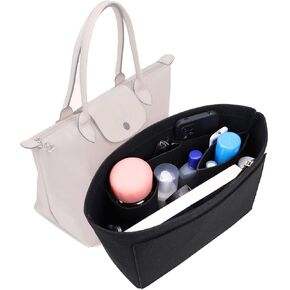Felt Purse Bag Organizer Insert for Longchamp Le Pliage Handbag Felt Purse Insert Organizer ABG-02 beige-M