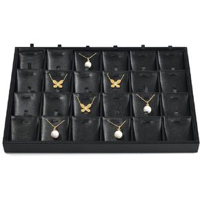 7 Slots PU Leather Jewelry Tray Ring Display Tray Jewelry Trays Ring Earring Display Tray Ring Tray Ring Earrings Studs Tray Showcase Display Jewelry Organizer(Black)