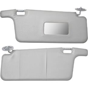 Left & Right Sun Visor Replacement for Honda Civic 1996 1997 1998 1999 2000 2001, Pair Gray Color Sunvisor with Mirror Grey Unperforated Leather