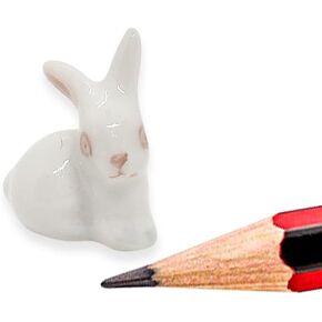 WitnyStore Tiny 2¼" Brown Sitting and Looking Right 2 Poses Hare Figurines - Miniature Hand Made Painted Ceramic Cute Bunny Rabbit Jackrabbit Animal Porcelain Decorative Collectible Figures Décor Gift
