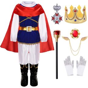 King Prince Charming Costume for Boys Kids Medieval Cosplay Dress Up Royal Outfits