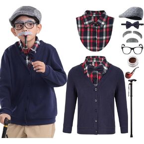 100 Days of School Costume for Kids 100th Day Old Man Grandpa Dress Up Costume Boys
