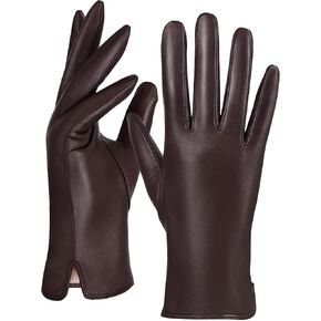 GSG Chrome-free Leather Gloves for Women, Touch Screen Sheepskin Winter Warm Driving Dress Gloves Wool Lined for cold weather