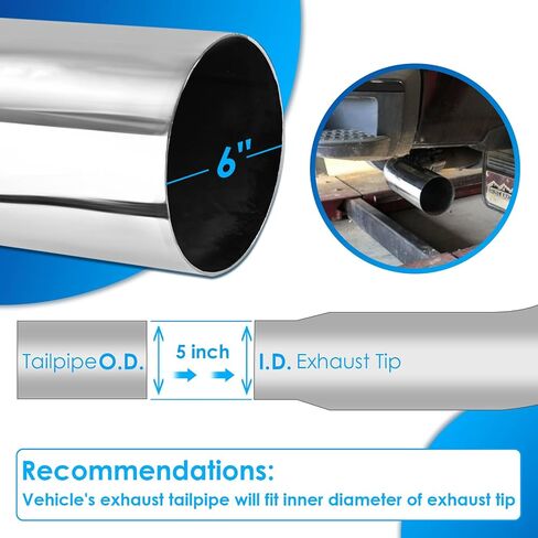 5 inch Diesel Exhaust, Exhaust Pipe Tip Elbow with a Clamp. 5'' Inlet 8'' Outlet 23'' Long chrome exhaust tips in Saudi Arabia