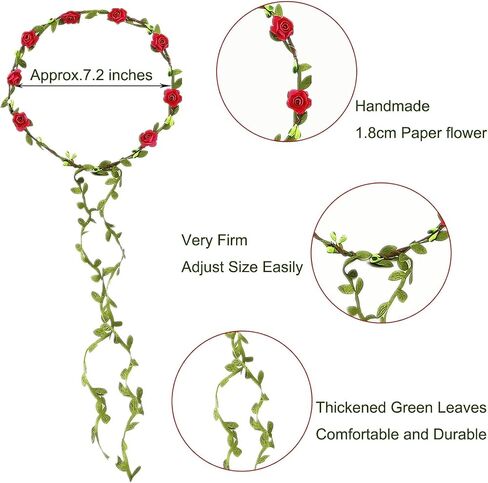 18 PCS Women Paper Rose Flower Crown Headbands Garland Boho Floral Flower Wreath Headband in Kuwait