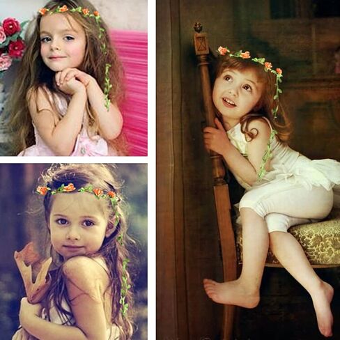18 PCS Women Paper Rose Flower Crown Headbands Garland Boho Floral Flower Wreath Headband in Kuwait