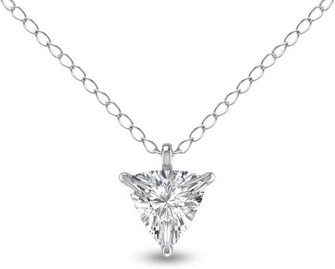 قلادة ألماس سوليتير على شكل تريليون من Lab Grown متوفرة بالذهب الأبيض عيار 14 قيراط والذهب الأصفر (1/2 قيراط - 1 قيراط) in Kuwait