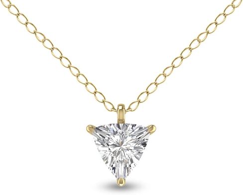Lab Grown Trillion Shaped Solitaire Diamond Pendant Available in 14K White Gold And Yellow Gold (1/2 Carat - 1 Carat) in Saudi Arabia