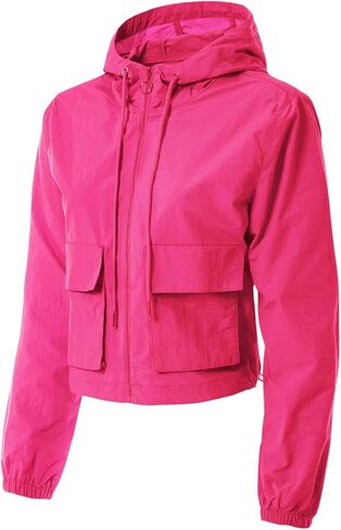 MixMatchy Women's Lightweight Cropped Jackets Yoga Quick Dry Windbreaker Zipper Jackets Workout Running Hoodie Jackets in Kuwait