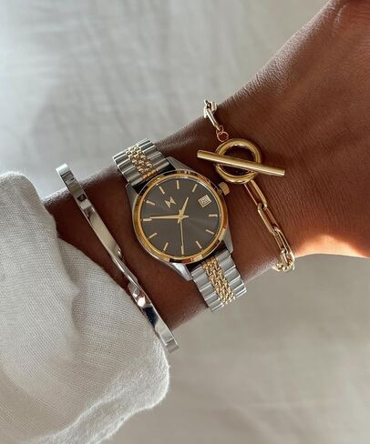 MVMT Rise Women's 3 Hand Quartz Watch, Stainless Steel Link Bracelet Water Resistant up to 5ATM/50 Meters - Premium Minimalist Vintage Watch - 30mm in Kuwait