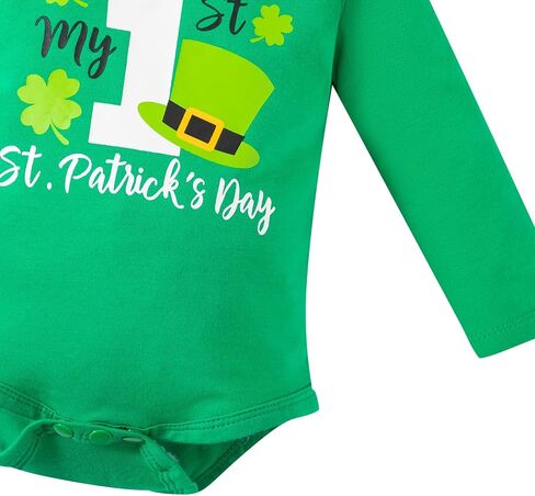 Baby Boys My First St. Patrick's Day Outfit Infant Clover Bodysuit Lucky Charm Pants with Hat in Saudi Arabia