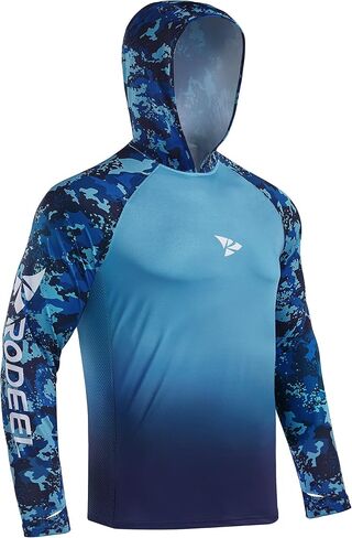 Rodeel Men's UPF 50+ Performance Fishing Hoodie, Long Sleeve Sun Protection Athletic Quick-Dry Breathable T-Shirt in Kuwait