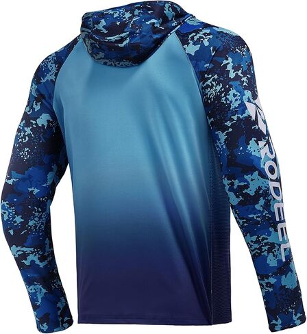 Rodeel Men's UPF 50+ Performance Fishing Hoodie, Long Sleeve Sun Protection Athletic Quick-Dry Breathable T-Shirt in Kuwait