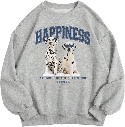 SOLY HUX Women's Cute Graphic Print Oversized Sweatshirts Long Sleeve Crew Neck Baggy Pullover Tops in Saudi Arabia