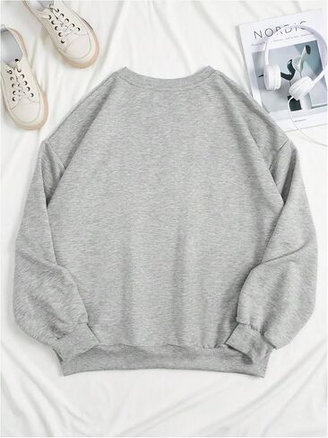 SOLY HUX Women's Cute Graphic Print Oversized Sweatshirts Long Sleeve Crew Neck Baggy Pullover Tops in Saudi Arabia