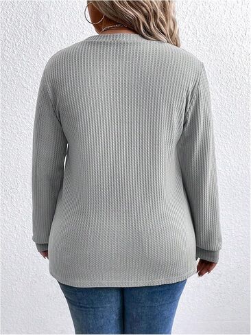Women's Plus Size Floral Crewneck Sweatshirts Waffle Knit Long Sleeve Pullovers Fall Tops in Saudi Arabia
