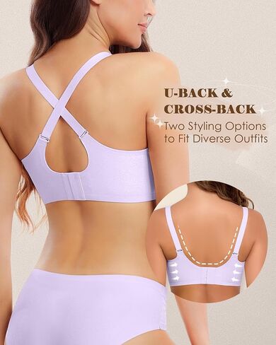 Womens Seamless Wireless Bras Womens Bras No Underwire Full Support V Neck Bralette Everyday T-Shirt Bra Grey in Saudi Arabia