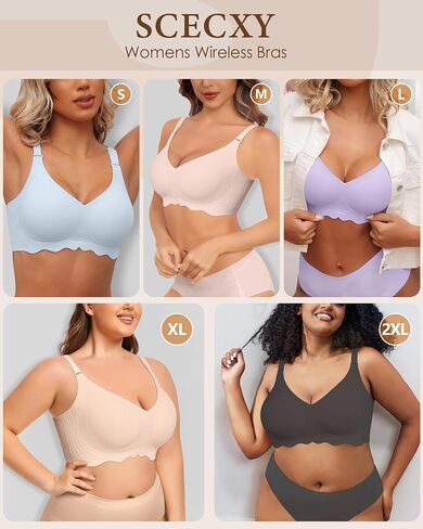 Womens Seamless Wireless Bras Womens Bras No Underwire Full Support V Neck Bralette Everyday T-Shirt Bra Grey in Saudi Arabia
