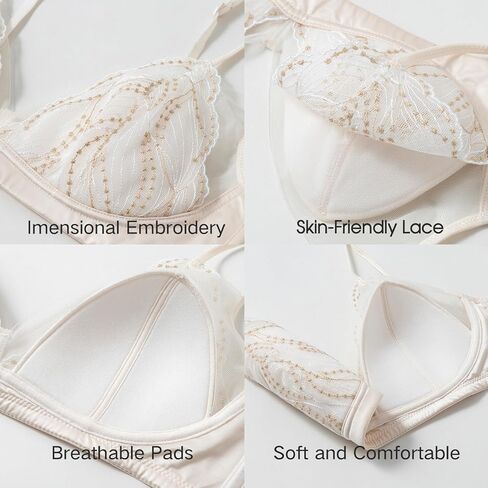 Women’s Embrace Lace Bra,Comfort Wireless Triangle Padded Bralette for AA-BCup in Kuwait