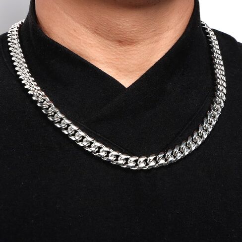 JoycuFF Mens Cuban Link Chain Necklace for Boyfriend Silver Gold Stainless Steel 6MM 10MM Hip Hop Christmas Gifts for Men Christmas Father Day Anniversary Birthday Jewelry for Men in Kuwait