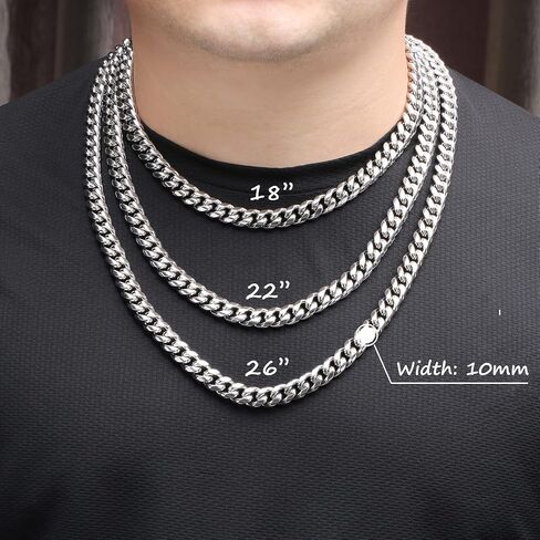 JoycuFF Mens Cuban Link Chain Necklace for Boyfriend Silver Gold Stainless Steel 6MM 10MM Hip Hop Christmas Gifts for Men Christmas Father Day Anniversary Birthday Jewelry for Men in Kuwait