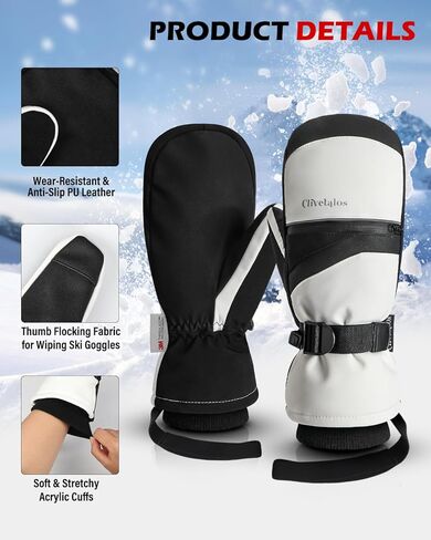 Winter Snow Ski Mittens for Men Women-Snowboard Mittens Waterproof Cold Weather Insulated Mitts Gloves Snow Sports in Kuwait