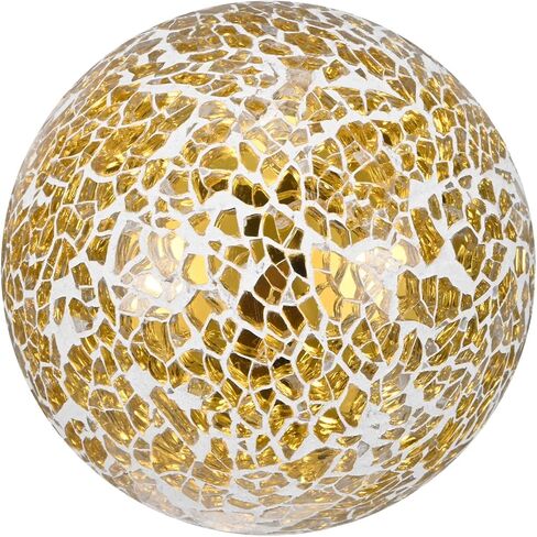 Decorative Ball for Bowls, 3 Inch Mosaic Glass Balls Decorative Glass Orbs for Home Decor/Dining Tables/Wedding Party/Coffee Table/Centerpiece Decor [Gold] in Kuwait