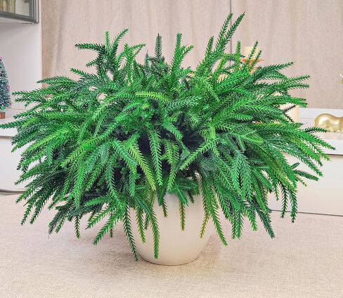 6Pcs Christmas Norfolk Pine Branches, 18 Inch Artificial Christmas Branches DIY Crafts Faux Christmas Norfolk Branches for Xmas Indoor Outdoor Home Decor in Saudi Arabia