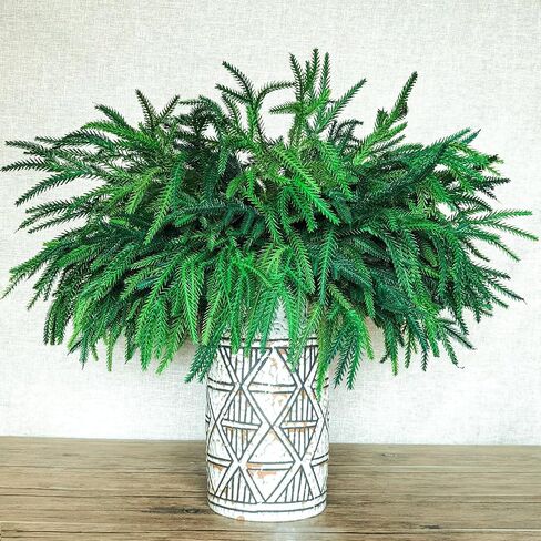 6Pcs Christmas Norfolk Pine Branches, 18 Inch Artificial Christmas Branches DIY Crafts Faux Christmas Norfolk Branches for Xmas Indoor Outdoor Home Decor in Saudi Arabia