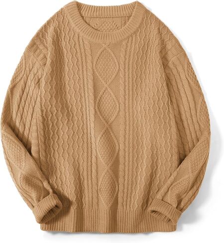 Zeagoo كابل متماسكة سترة المرأة Crewneck كم طويل سترة 2024 الخريف مكتنزة خمر البلوز القمم in Saudi Arabia