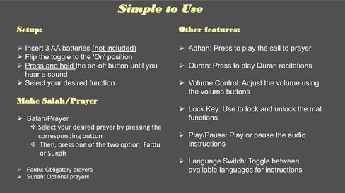 Electronic Prayer Mat - Smart Interactive Prayer Rug for Adults and Kids - Ideal Gift for New Converts and Those Learning or Perfecting Their Prayer - Comes with Islamic Prayer Beads (Black) in Kuwait