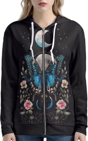 Thin Oversized Zip Up Hoodie with Pockets Women Lightweight Sweater Graphic Sweatshirts for Women Size XS-5XL in Kuwait