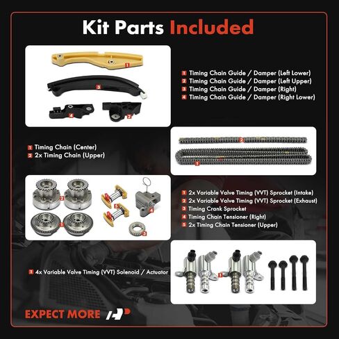 A-Premium 21-PC Engine Timing Chain Kit with VVT Sprocket Compatible with Ford F-150 F150 2011 2012 2013-3.5L in Saudi Arabia