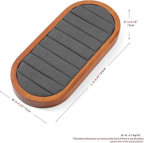 Small Jewelry Rings Display Tray Solid Wood Jewelry Display Organizer Tray for Rings Stud Earrings(Grey) in Kuwait
