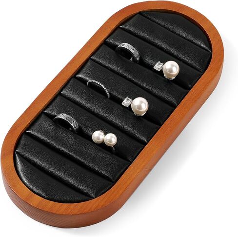 Small Jewelry Rings Display Tray Solid Wood Jewelry Display Organizer Tray for Rings Stud Earrings(Grey) in Kuwait