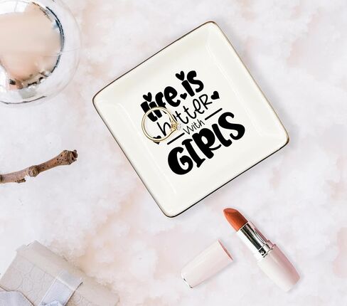 WODMIS Life is Better With Dog Ceramic Jewelry Tray Dish, Pet Paw Dog Mom Jewelry Plate Ring Trinket Dish, Puppy Dog Themed Gifts for Women Dog Lovers Dog Owners Best Friends Female 452 in Kuwait