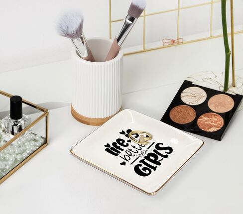 WODMIS Life is Better With Dog Ceramic Jewelry Tray Dish, Pet Paw Dog Mom Jewelry Plate Ring Trinket Dish, Puppy Dog Themed Gifts for Women Dog Lovers Dog Owners Best Friends Female 452 in Kuwait