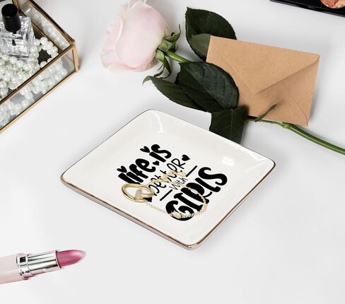 WODMIS Life is Better With Dog Ceramic Jewelry Tray Dish, Pet Paw Dog Mom Jewelry Plate Ring Trinket Dish, Puppy Dog Themed Gifts for Women Dog Lovers Dog Owners Best Friends Female 452 in Kuwait
