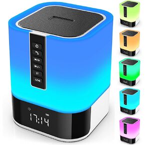 Night Light Bluetooth Speaker, 5 in 1 Touch Control Bedside Lamp Dimmable Multi-Color Changing, Bedroom Alarm Clock, Best Birthday Gift Ideas for 10 11 12 13 14 Year Old Teenage Girls/Boys in Saudi Arabia