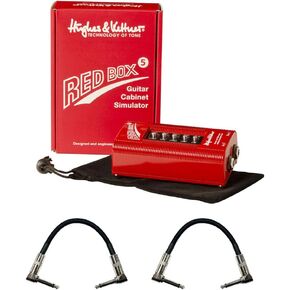 Hughes & Kettner Red Box 5 Guitar Cabinet Simulator with 6" Patch Cable R Angle (2-Pieces) Bundle