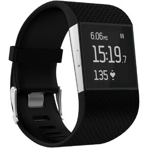 Replacement Bands for Fitbit Surge Watch, Silicone Compatible Metal Buckle Fitness Tracker Original Wristband Strap Small&Large