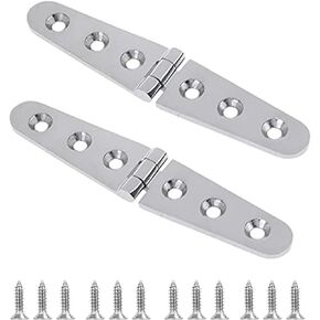 Pair of 6'' x 1" Cast Hatch Strap Deck Door Hinge 316 Stainless Steel Marine Strap Hinges Casting 6 Holes w/Fasteners for Boat Yacht RVs